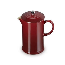 Le Creuset Stoneware 1L Cafetière in Garnet red, durable French press coffee maker – available at Keans Claremorris.