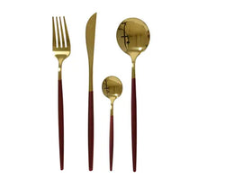 16-Piece Cutlery Set – Oxblood & Gold