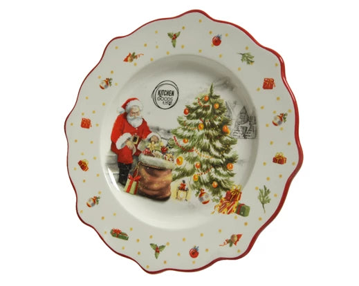 Santa Design Dolomite Plate 20.3cm, white with multicolor Santa, durable and food safe – Keans Claremorris