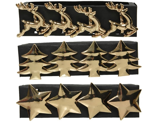 Napkin Rings – Assorted (Deer, Tree, Star) Box of 4 - Image 1