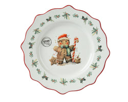 Breakfast Plate Gingerbread and Holly design with red rim, 20cm diameter, by Keans Claremorris