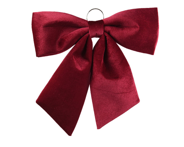 Red polypropylene Christmas bow with hanging hook and decorative ring, 52cm high – Keans Claremorris