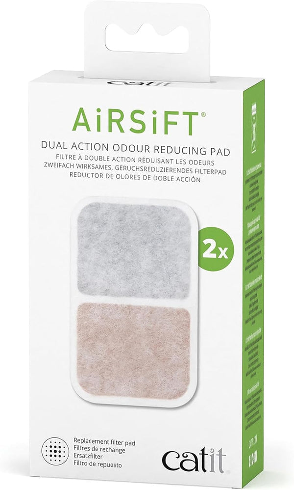 Catit Airsift Dual Action Odour Reducing Pads 2pk with Magic Blue and activated carbon, 30-day odor control – Keans