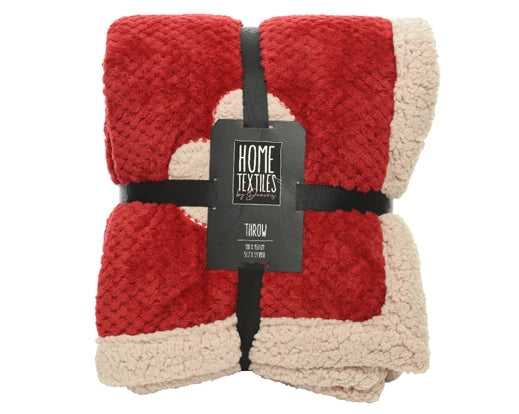 Red Diamond Throw with Sherpa Backing - Image 3