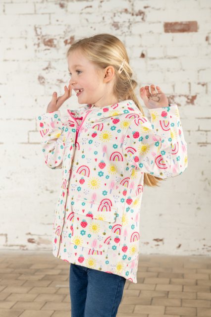 Heidi Girls Coat Rainbow Sunshine colorful warm kids jacket by Keans Claremorris, perfect for chilly weather