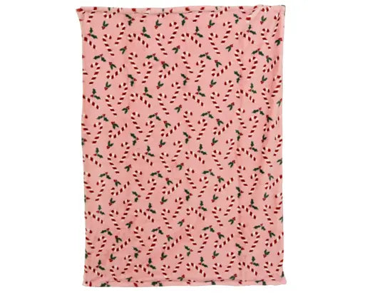 Pink Candy Print Flannel Throw 130cm x 170cm