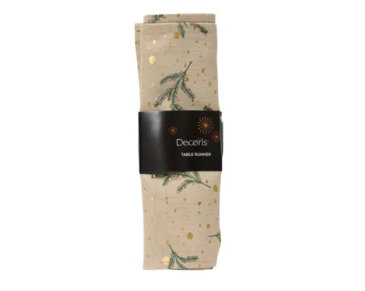 Natural Leaf Print Table Runner 140 x 32cm - Image 1