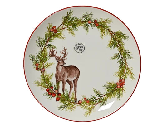 Porcelain Dinner Plate – Round with Wreath Pattern and Stag 26.5cm