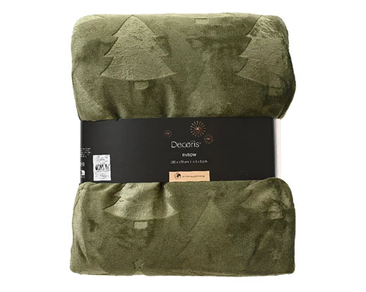 Polyester Throw – Tree Pattern  Dark Green 170cm x 130cm - Image 1