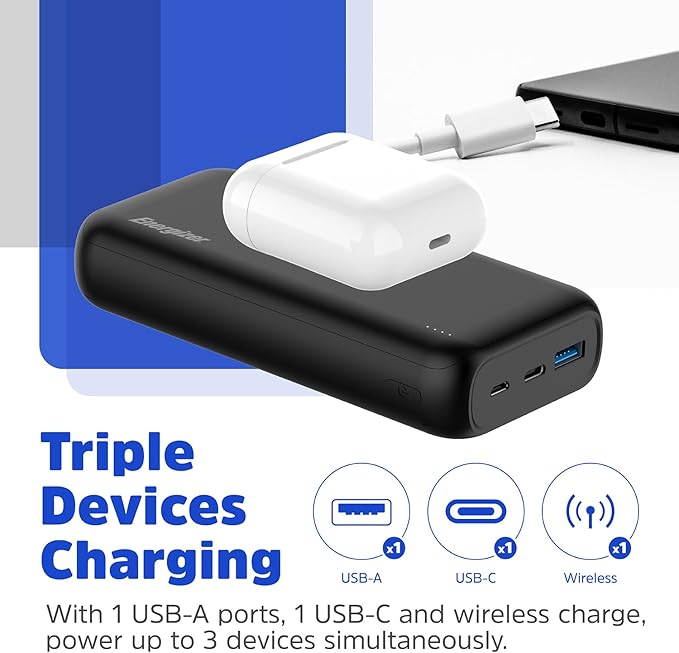 Energizer 20000mAh Wireless Charging Power Bank - Portable Fast Charger, Keans Claremorris