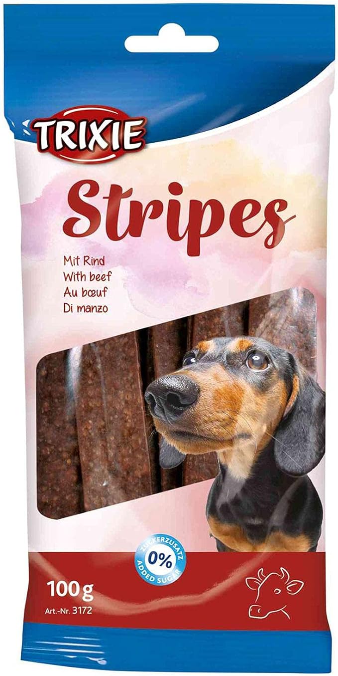 Beef Stripes Dog Treats 10pcs, beef flavor, vitamin-enriched, no added sugar, resealable bag – Keans Claremorris
