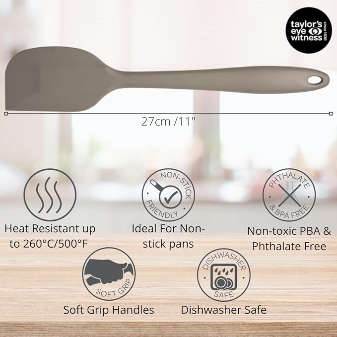 Grey 27cm/11" spatula spoon for cooking and serving - Keans Claremorris