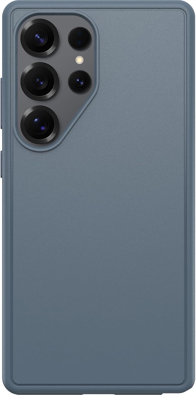 Blue OtterBox Symmetry Series case with magnetic camera cutout for Samsung Galaxy S25 Ultra, back view.