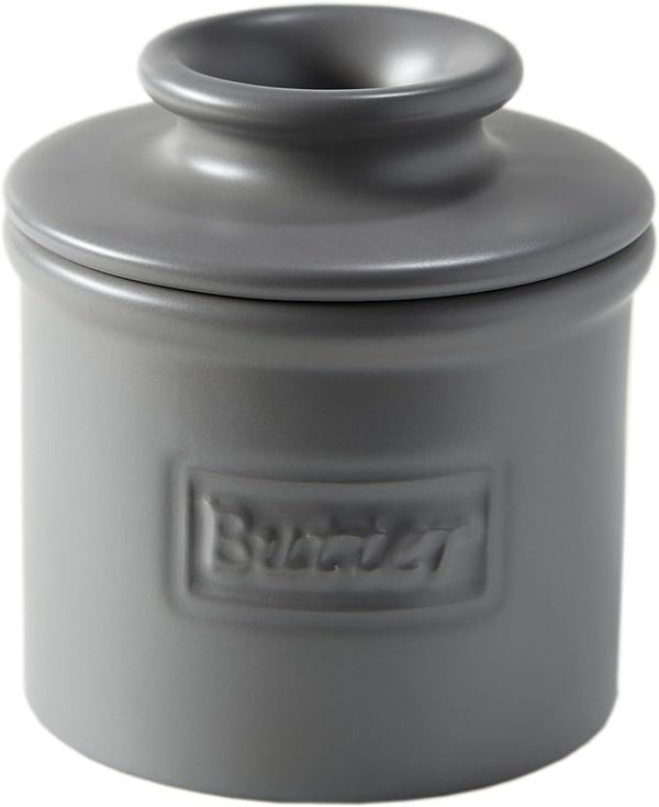 Cafe Collection Matte Steel Grey Butter Bell Crock, durable ceramic, keeps butter fresh, 2-piece design – Keans Claremorris