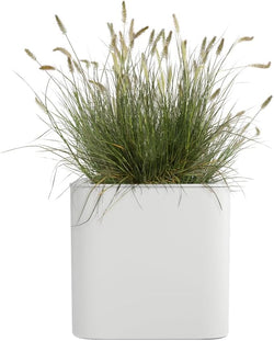 Jive Square 40cm White decorative planter pot, modern design, Keans Claremorris store.