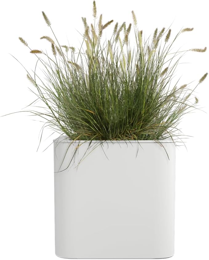 Jive Square 40cm White decorative planter pot, modern design, Keans Claremorris store.