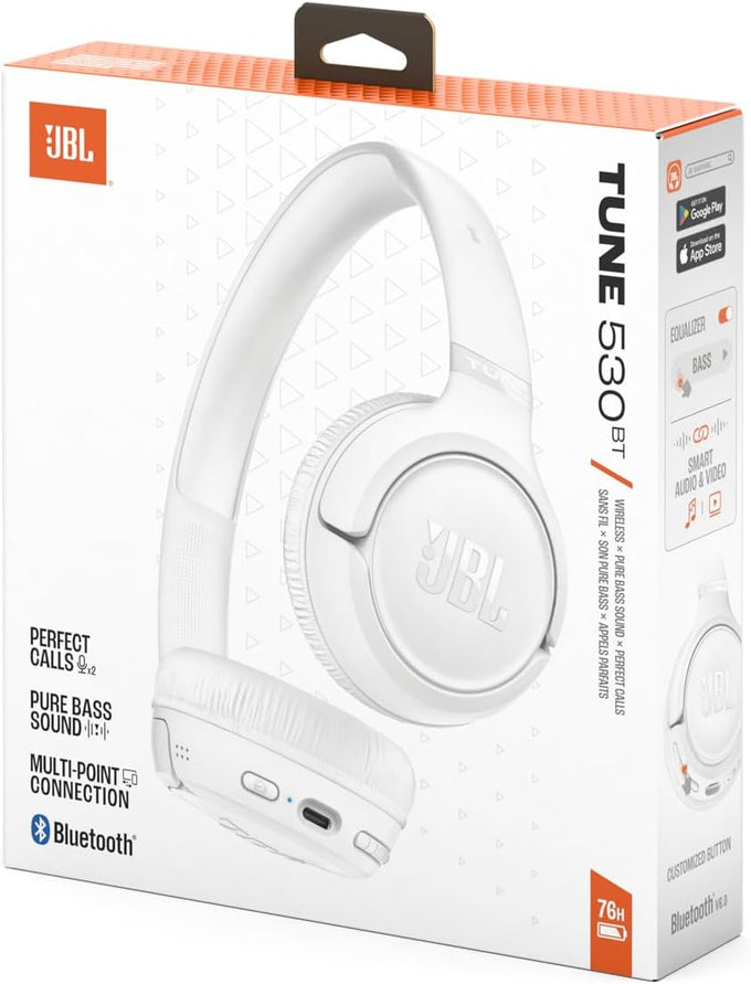 JBL Tune 530BT Wireless On-Ear Headphones 76H Battery White| JBLT530BTWHTEU - Image 8