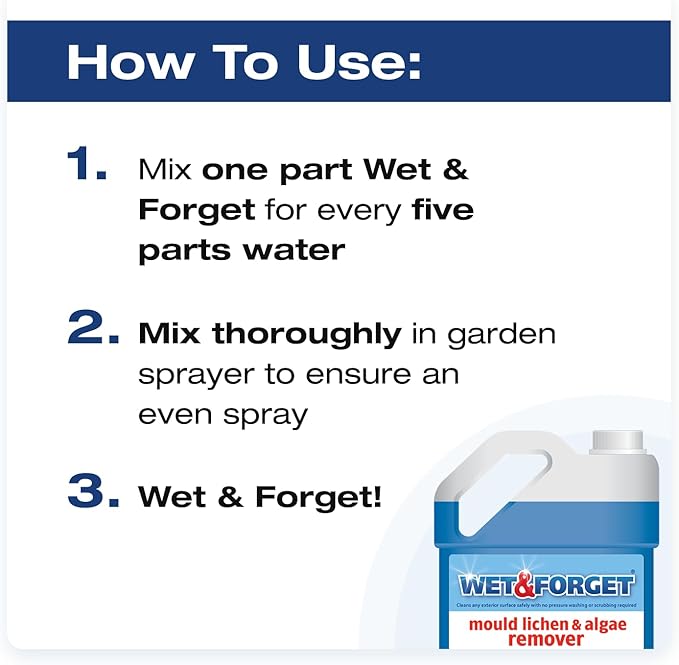 Wet & Forget 2L Mould, Lichen & Algae Remover spray – effective outdoor cleaner – available at Keans Claremorris