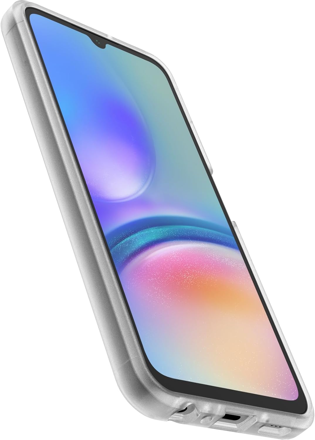 Samsung Galaxy A05s in a clear Otterbox protective cover shown at an angled front view