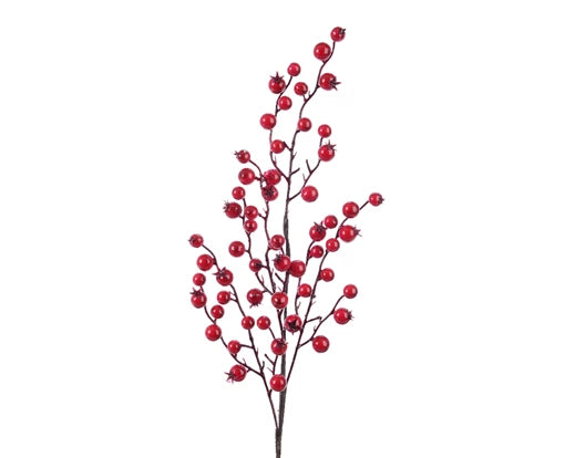 Glossy red foam berry spray 60cm tall with lacquer finish, lightweight and festive – Keans Claremorris.