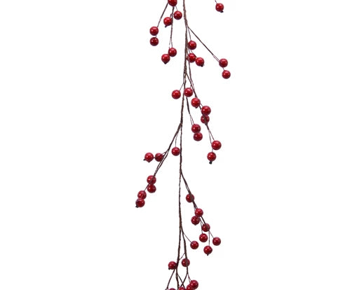 Christmas Red Foam Berry Garland 150cm, lightweight, flexible festive decoration by Keans Claremorris
