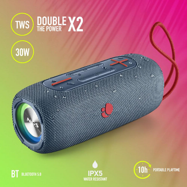 Ngs Nitro 3 30W Bluetooth LED IPX5 Blue Speaker - Waterproof Wireless Audio | Keans Claremorris