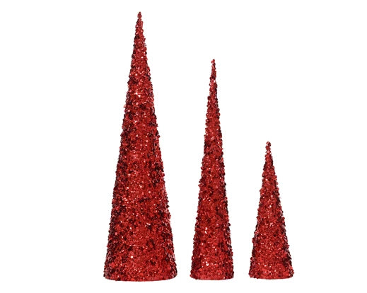 Red Sequin Cone 3 Sizes - Image 1