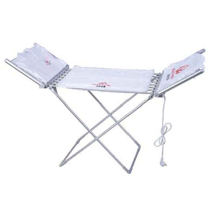 Heated Clothes Airer with 18 bars and foldable wings for fast indoor drying, energy-efficient, from Keans Claremorris.