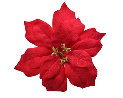 Velvet Poinsettia Clip – Red