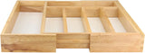 Expandable 7-compartment natural wood cutlery tray, adjustable 32-58cm for organized kitchen drawers – Keans Claremorris