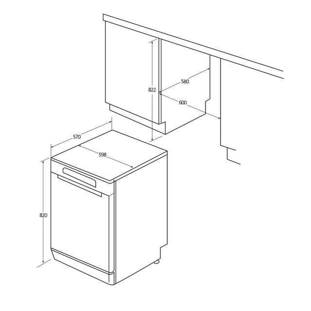 Candy Freestanding Dishwasher - White - Image 9