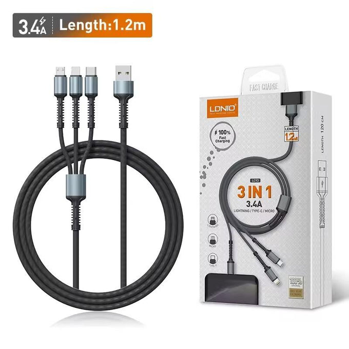 LDNIO 3-in-1 Lightning Cable - Image 1