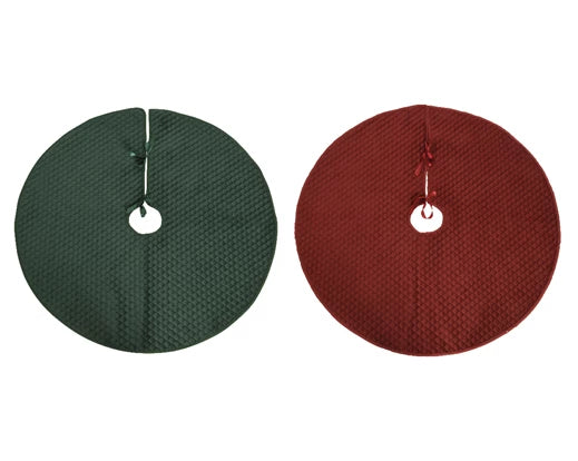 Velvet Christmas tree skirt with gold cord edge, 100cm round, red or green, elegant festive décor – Keans Claremorris