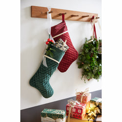 Velvet Christmas Stocking with Gold Cord Edge in 2 Assorted Colours – Festive Holiday Decor by Keans Claremorris