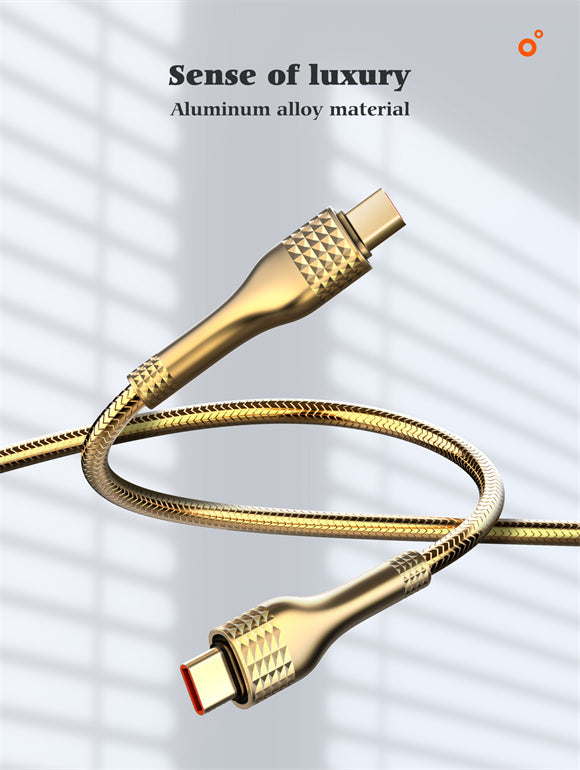 LD USB-C to USB-C 65W PD QC 2m Gold Charging Cable – Fast Charge, Durable – Keans Claremorris
