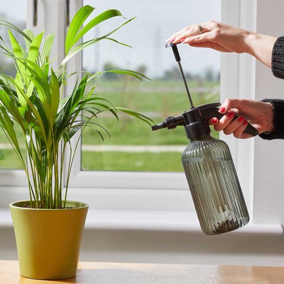 Pressure Mister 1.2L with pump-up sprayer, dense mist or stream, stylish smoke grey bottle - Keans Claremorris
