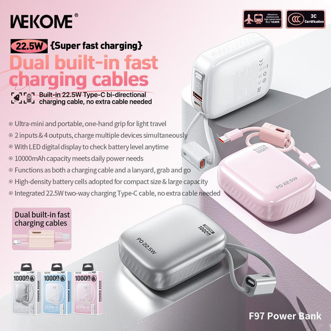 Wekome 10000mAh 22.5W Powerbank Pink - Image 2