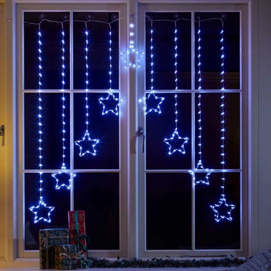 Star Curtain Lights Cool White 1.2m x 1.2m, frosty LED glow, indoor/outdoor, mains powered – Keans Claremorris
