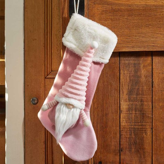 Pink Gonk Christmas stocking 53cm, ultra-soft with hanging hook, festive décor for fireplace or mantel – Keans Claremorris