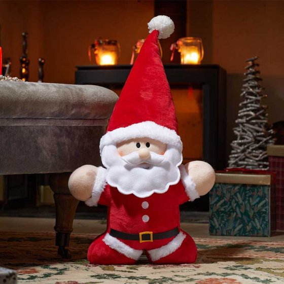 Santa Claus regular square cushion-style standing figure, soft fabric, sturdy base, festive Christmas décor – Keans