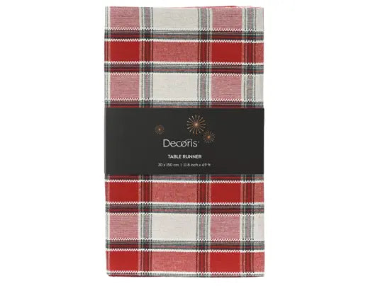 Tablerunner Cotton Rectangular, Green/Red, L.150cm - Image 2