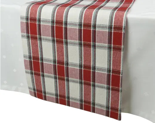 Tablerunner Cotton Rectangular, Green/Red, L.150cm - Image 1