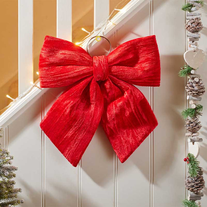 34cm Velvet Bow - Ruby - Image 1