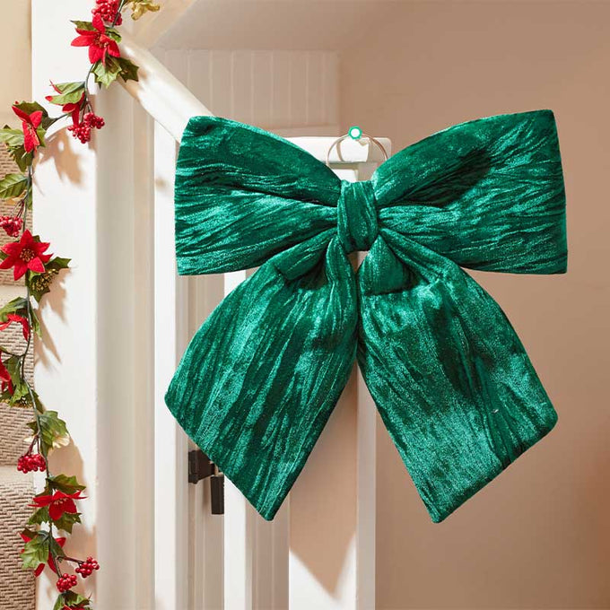 34cm Velvet Bow - Emerald - Image 1