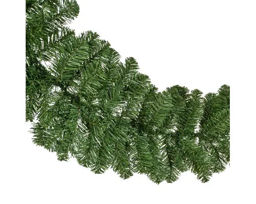 Close-up of lush green Imperial Garland with dense pine needles for indoor and outdoor use, 25cm diameter.
