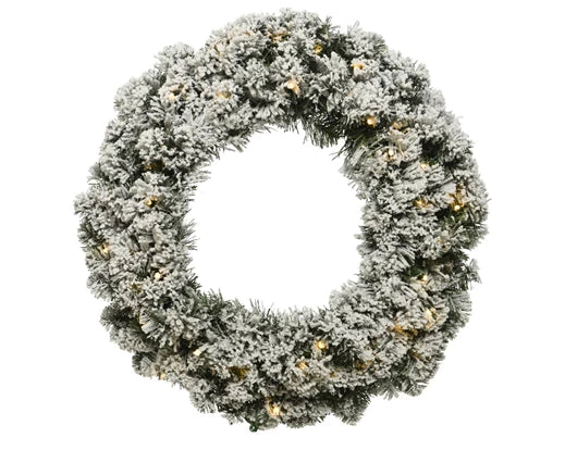 Imperial Wreath Snowy LED Indoor 50cm green white warm white lights festive décor Keans Claremorris