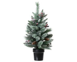 Christmas Tree Windham mini indoor tree with frosted berries & pinecones, 75cm tall, Keans Claremorris