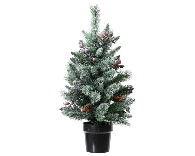 Christmas Tree Windham mini indoor tree with frosted berries & pinecones, 75cm tall, Keans Claremorris