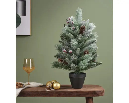 Christmas Tree Windham mini tree w/frosted berries & pinecones indoor  H.75cm - Image 2