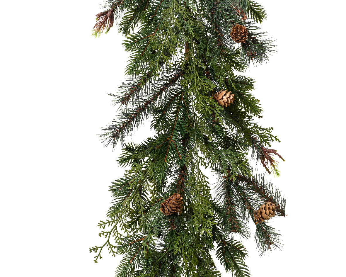 Green Cypress Garland with Mini Cones, Indoor, 180cm Length – Keans Claremorris